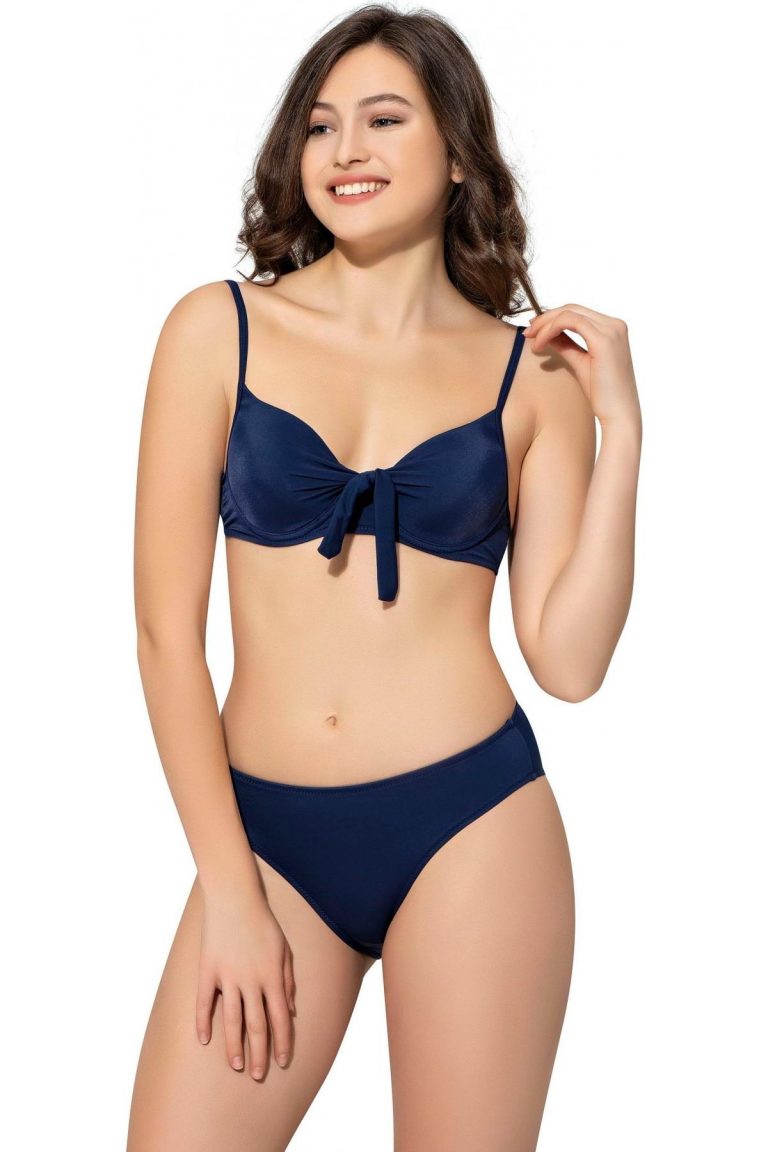 İnce Askılı Push Up Fiyonklu Bikini 5040 Büyük Beden Lacivert MayoDenizi